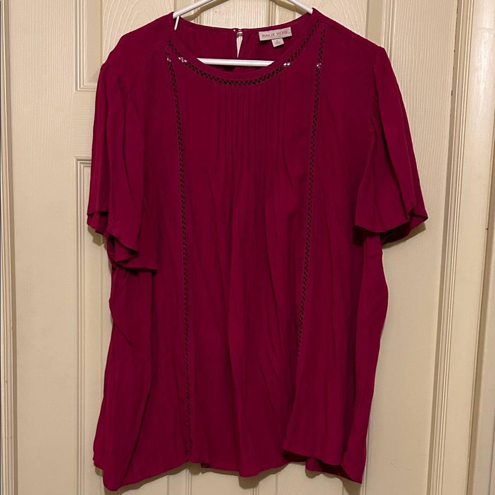 Catherines Fuchsia Blouse with Lace Detail